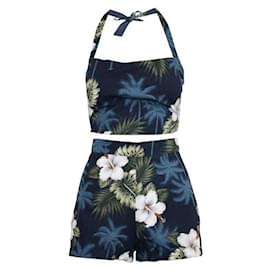 Reformation-Reformation Blue Floral Print Top and Shorts set-Other
