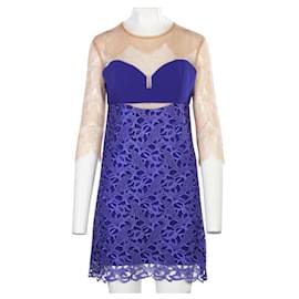 Autre Marque-CONTEMPORARY DESIGNER Nude and Blue Purple Laced Dress-Purple