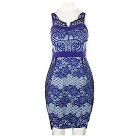 Autre Marque-CONTEMPORARY DESIGNER Blue Laced Dress-Turquoise
