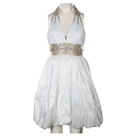 Autre Marque-TONY BOWLS  White and sequins Gown Dress-White