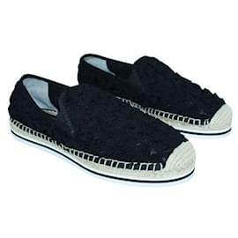 Tory Burch-Tory Burch Black Fabric Espadrilles with Rubber Sole-Black