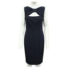 Moschino Cheap And Chic-MOSCHINO CHEAP AND CHIC Navy Blue Dress with Bow-Navy blue