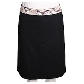 Autre Marque-CONTEMPORARY DESIGNER Python Embellished Wool Skirt-Black