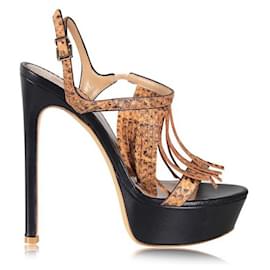 Autre Marque-CONTEMPORARY DESIGNER Emporio Armani Sandals With Fringes-Brown