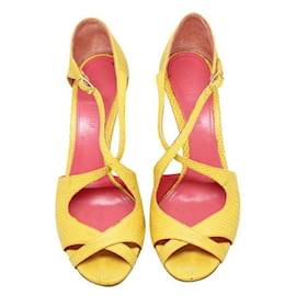 Autre Marque-CONTEMPORARY DESIGNER Yellow Snake Skin Printed Sandals-Yellow
