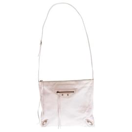 Balenciaga-BALENCIAGA White Papier Messenger Bag-Pink