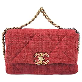 Chanel-Chanel Tweed 19 Bolso con solapa pequeño-Roja