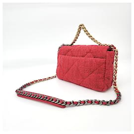 Chanel-Chanel Tweed 19 Bolso con solapa pequeño-Roja