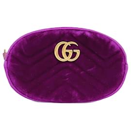 Gucci-Gucci  GG Marmont Matelassé Velvet Belt Bag (476434)-Purple