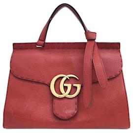 Gucci-Gucci  GG Marmont Tote and Shoulder Bag (421890)-Red