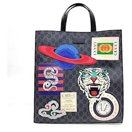 Gucci-Gucci Soft GG Supreme cabas et sac à bandoulière (495559)-Noir,Multicolore