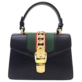 Gucci-Gucci  Sylvie Mini Tote/Crossbody Bag (470270)-Black