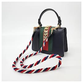Gucci-Gucci  Sylvie Mini Tote/Crossbody Bag (470270)-Black