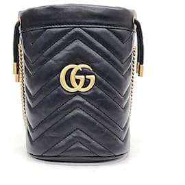 Gucci-Gucci  GG Marmont Mini Bucket Bag (575163)-Black