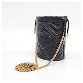Gucci-Gucci  GG Marmont Mini Bucket Bag (575163)-Black
