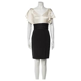 Marchesa-Black and white Marchesa Notte silk dress-Black,White