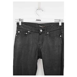 Saint Laurent-Pantalones ajustados de algodón-Negro