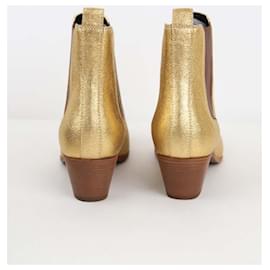 Saint Laurent-Ankle leather boots-Golden
