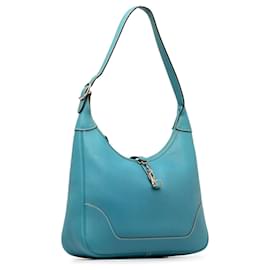 Hermès-Blu Hermes Togo Trim II 31 Shoulder Bag-Blu