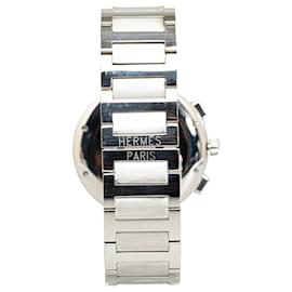 Hermès-Reloj Hermes plateado de cuarzo y acero inoxidable Nomade-Plata