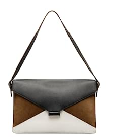 Céline-Black Celine Tricolor Diamond Shoulder Bag-Black