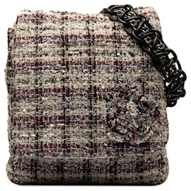 Chanel-Borsa a tracolla Camelia in tweed Chanel grigia-Cammello
