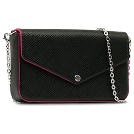 Louis Vuitton-Black Louis Vuitton Epi Pochette Felicie Crossbody Bag-Black