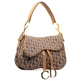 Dior-Brown Dior Oblique lined Saddle Shoulder Bag-Brown