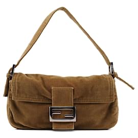Fendi-FENDI Bags Cloth Brown Baguette-Brown