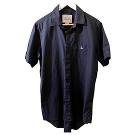 Camisa de algodão de manga curta clássica Vivienne Westwood em popeline 48 Azul marinho