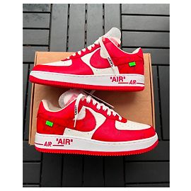 Autre Marque Nike Air Force 1 Low Rote Ledersneaker Rot
