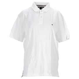 Tommy Hilfiger-Polo masculino de algodão com carcela com logotipo regular-Branco