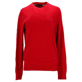 Tommy Hilfiger-Suéter masculino de seda de algodão orgânico Tommy Hilfiger em algodão vermelho-Vermelho