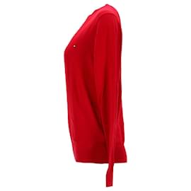 Tommy Hilfiger-Tommy Hilfiger Pull en soie et coton biologique pour homme en coton rouge-Rouge