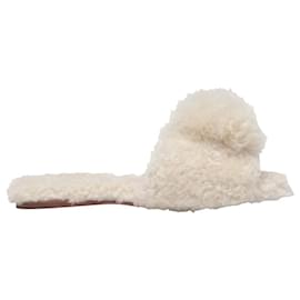 Aquazzura-Foxy Sandals in Beige Shearling-Beige