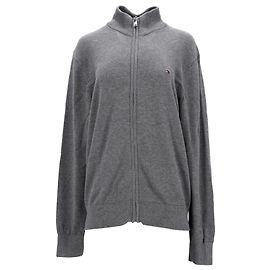 Suéter masculino Tommy Hilfiger Cool Comfort Zip Thru em algodão cinza Cinza