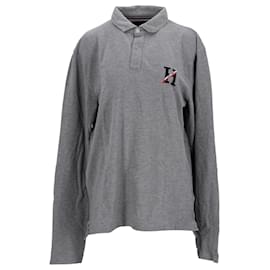 Tommy Hilfiger-Mens Embroidered Monogram Long Sleeve Polo-Grey