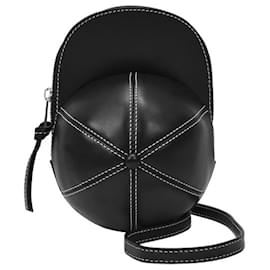 JW Anderson-Midi Cap Bag in Black Grained Leather-Black