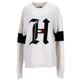 Tommy Hilfiger Herren Lewis Hamilton Oversized-Pullover aus ecrufarbener Baumwolle Weiß Roh