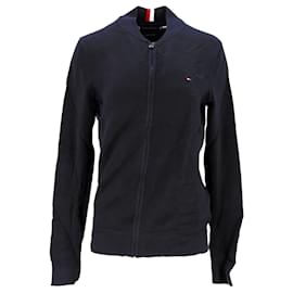 Tommy Hilfiger-Maglione da uomo in cotone con zip-Blu navy