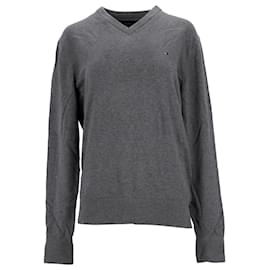 Tommy Hilfiger-Suéter masculino Tommy Hilfiger Pima Cotton Cashmere com decote em V em algodão cinza-Cinza