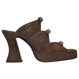 By Far-Chaka Sandals in Brown Suede Leather-Brown