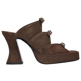 By Far Sandales Chaka en Cuir Daim Marron Marron