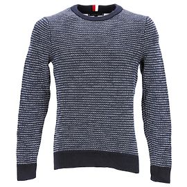 Tommy Hilfiger Herren-Honeycomb-Slub-Pullover aus marineblauer Baumwolle Marineblau