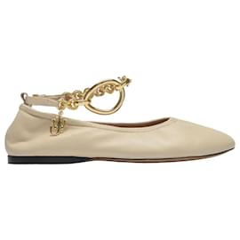 JW Anderson-Bailarina Charm en Piel Beige Claro-Beige