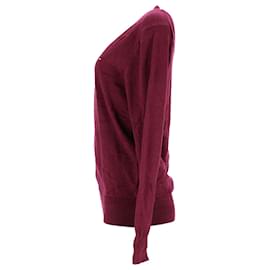 Tommy Hilfiger-Suéter masculino Pima algodão caxemira com decote em V-Vermelho