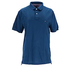 Tommy Hilfiger-Mens Heathered Pure Cotton Tommy Polo-Blue