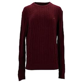 Tommy Hilfiger-Tommy Hilfiger Mens Cable Knit Jumper in Red Cotton-Red
