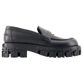 Slipper – Versace – Leder – Schwarz Schwarz