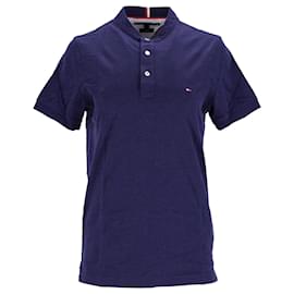 Tommy Hilfiger-Poloshirt mit Stehkragen aus reiner Baumwolle für Herren-Blau